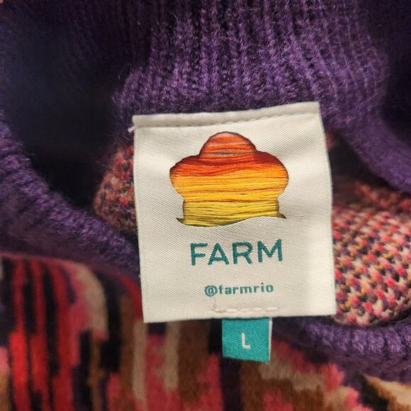 Farm Rio Striped Patches pink sweater size large - Picture 5 of 7